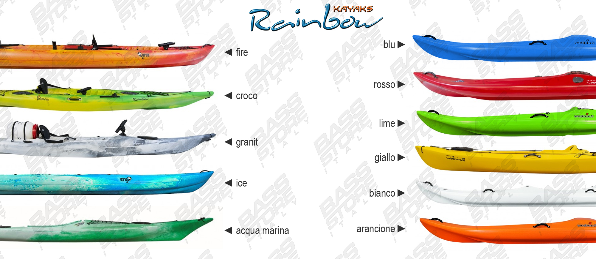 Rainbow Kayaks color chart